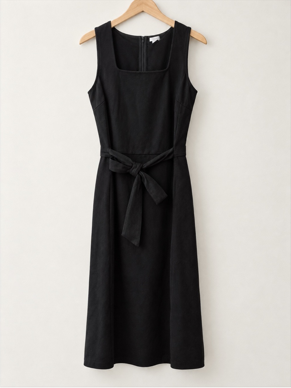 Old Navy Black Sleeveless Square-Neck Midi Dress with Tie Belt